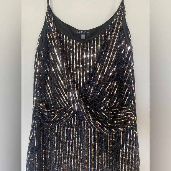 AS U WISH Black & Gold Sequin Dress - Picture 3 of 4
